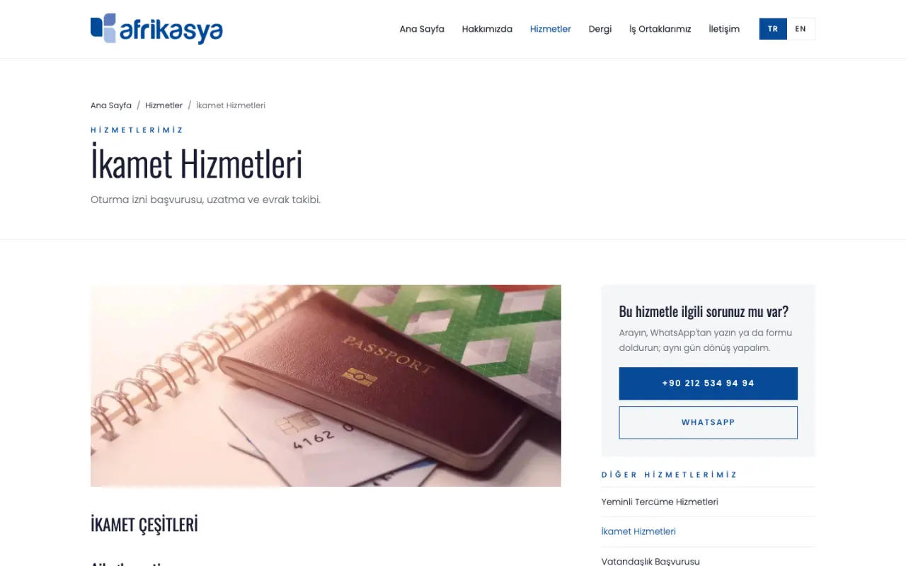 İkamet hizmet sayfası